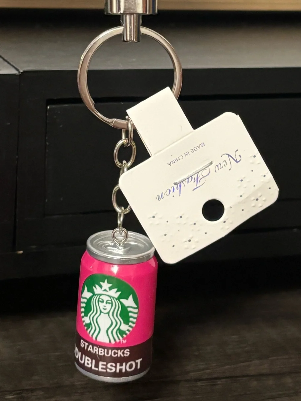 Starbucks Doubleshot Bag Charm / Keychain with Pink Braided Strap